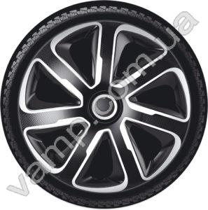 Колпаки колёсные R-13 (Польша) Argo Livorno Carbon Silver Black. Комплект (4шт.) Livorno Carbon Silver Black