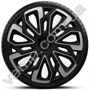 Колпаки колёсные R-13 (Польша) 4Racing Estoril Silver Black. Комплект (4шт.) Estoril Silver Black 
