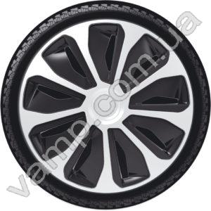 Колпаки колёсные R-14 (Польша) 4Racing Platin Silver Black. Комплект (4шт.) Platin Silver Black