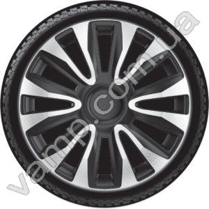 Колпаки колёсные R-15 (Польша) Argo Avalon Carbon Silver Black. Комплект (4шт.)