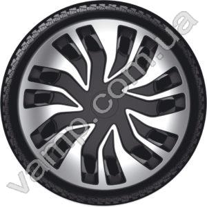 Колпаки колёсные R-15 (Польша) 4Racing Fast Van Silver Black. Комплект (4шт.) Fast Van Silver Black