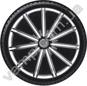 Колпаки колёсные R-15 (Польша) 4Racing Nero Silver Black. Комплект (4шт.) Nero Silver Black