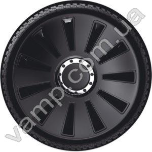 Колпаки колёсные R-15 (Польша) 4Racing Silverstone Pro Black. Комплект (4шт.) Silverstone Pro Black