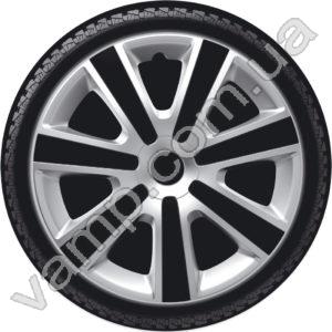 Колпаки колёсные R-15 (Польша) 4Racing VR Silver Black. Комплект (4шт.) VR Silver Black