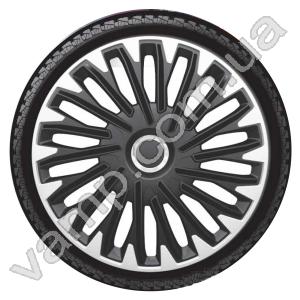 Колпаки колёсные R-15 (Польша) 4Racing QUANTUM PRO Silver Black. Комплект (4шт.) QUANTUM PRO Silver Black