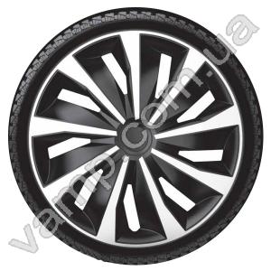 Колпаки колёсные R-16 (Польша) 4Racing Grip Silver Black. Комплект (4шт.) Grip Silver Black